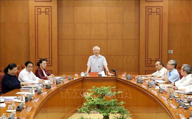 Tổng Bí thư, Chủ tịch nước Nguyễn Phú Trọng chủ trì Cuộc họp Tiểu ban Văn kiện Đại hội XIII của Đảng